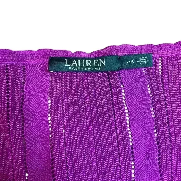 Lauren Ralph Lauren Bright Purple Knit Button Cardigan Sweater‎ 2X V  Neck - Picture 3 of 5